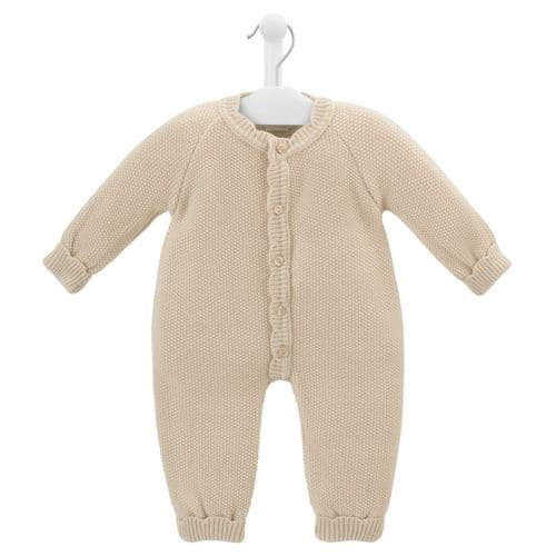Scallop edge knitted footless Onesie -- taupe