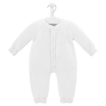 Scallop edge knitted footless Onesie -- White
