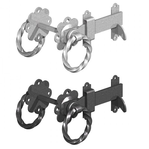  6"Ring Latch Twisted Black or Galvanised from