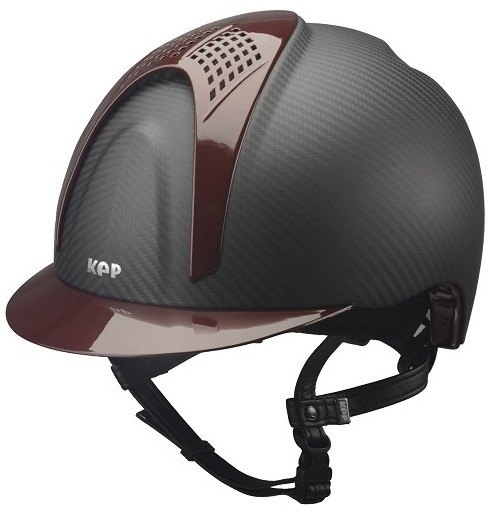KEP E-Light Carbon Helmet - Matt Carbon With Shiny Burgundy Visor and Vent 