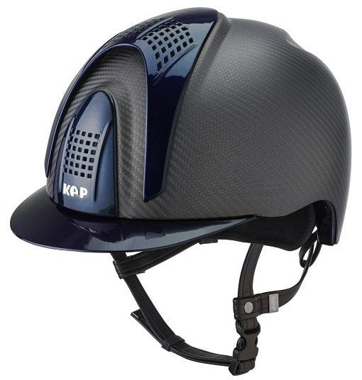 KEP E-Light Carbon Helmet - Matt Carbon With Shiny Blue Visor, Front & Back