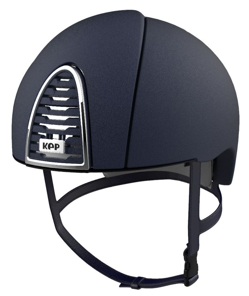 KEP CROMO 2.0 JOCKEY Textured Helmet - Navy Blue with Chrome Frame (UK Cust