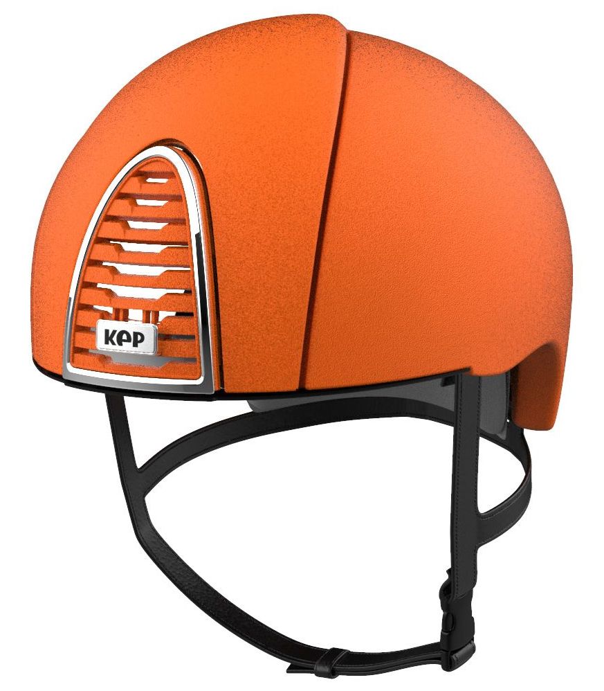KEP CROMO 2.0 JOCKEY Textured Helmet - Orange with Chrome Frame (UK Custome