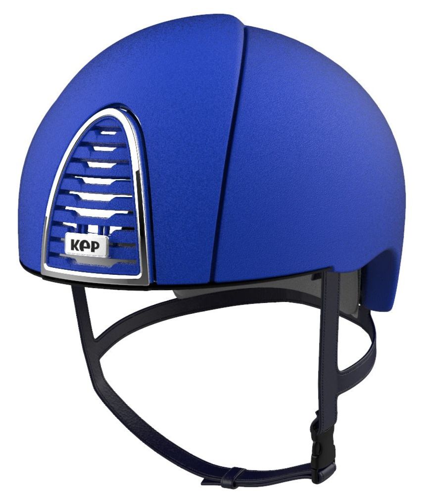 KEP CROMO 2.0 JOCKEY Textured Helmet - Blue with Chrome Frame (UK Customer 