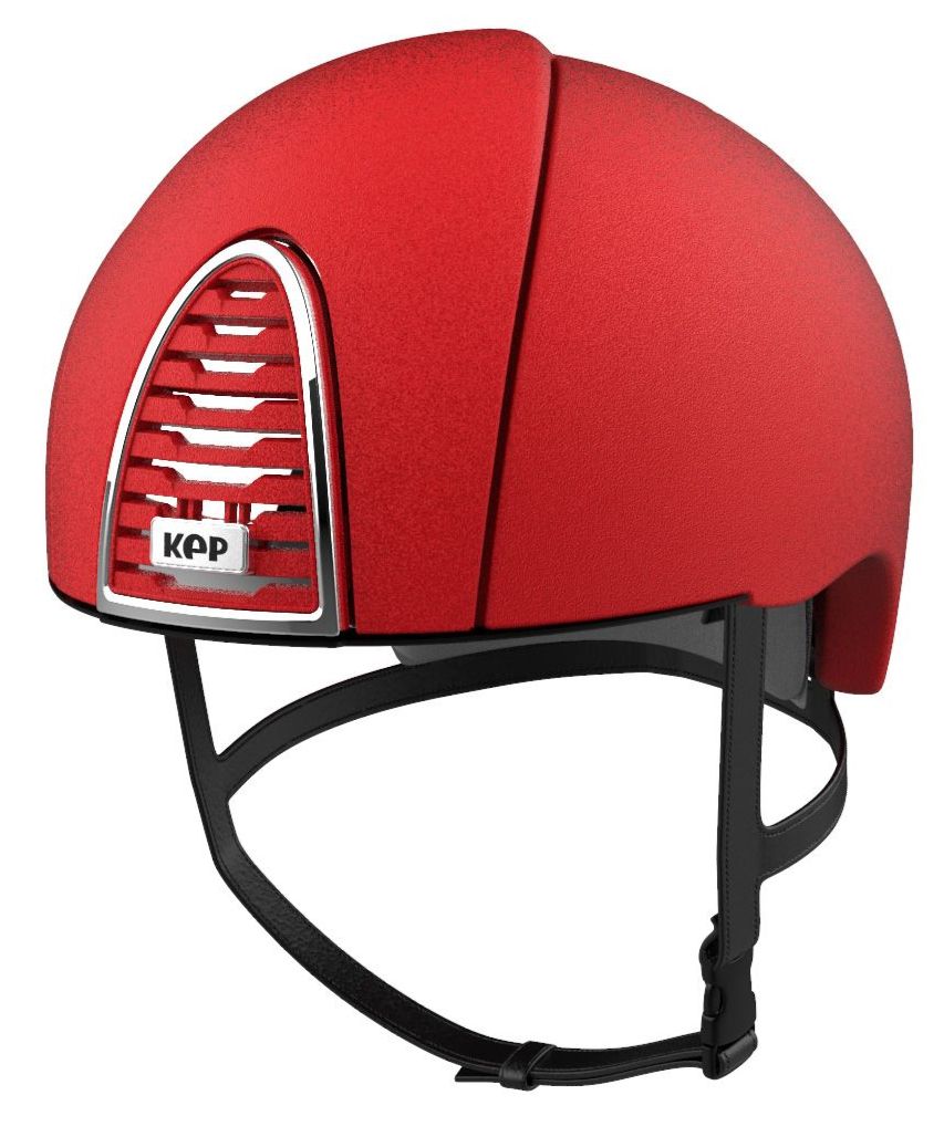 KEP CROMO 2.0 JOCKEY Textured Helmet - Red with Chrome Frame (UK Customer P