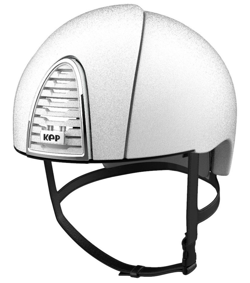 KEP CROMO 2.0 JOCKEY Textured Helmet - White with Chrome Frame (UK Customer