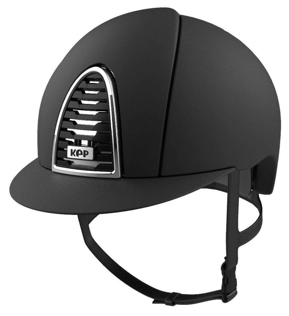 KEP CROMO 2.0 MICA Riding Helmet - Black/Black Grid & Chrome Frame (UK Cust