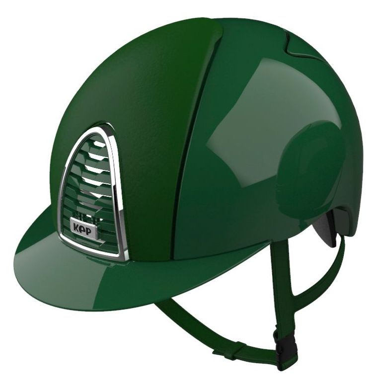 KEP CROMO 2.0 POLISH Riding Helmet - Dark Green/Dark Green Leather Panel (U