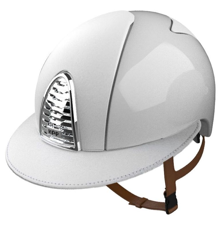 KEP CROMO 2.0 POLISH Riding Helmet - White/Front & Rear & Visor  White Leat