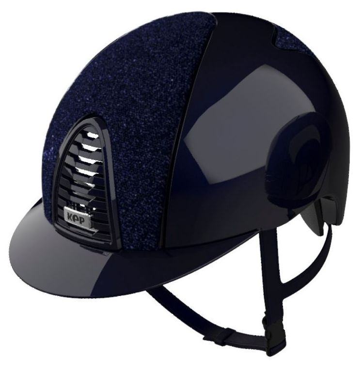 KEP CROMO 2.0 POLISH Riding Helmet - Blue/Blue Glitter Fabric Panels (UK Cu