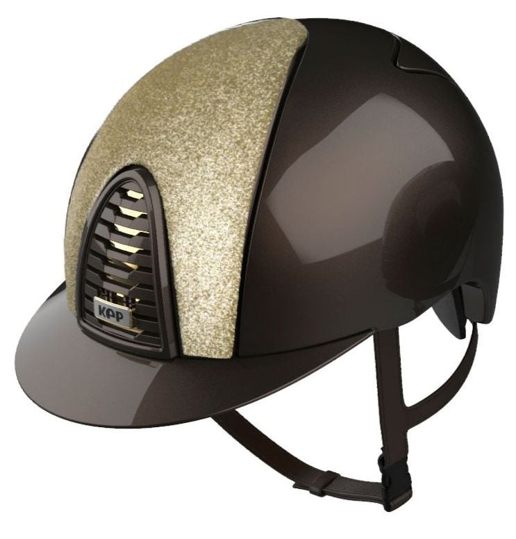 KEP CROMO 2.0 POLISH Riding Helmet - Brown/Gold Star Fabric Front Panel (UK