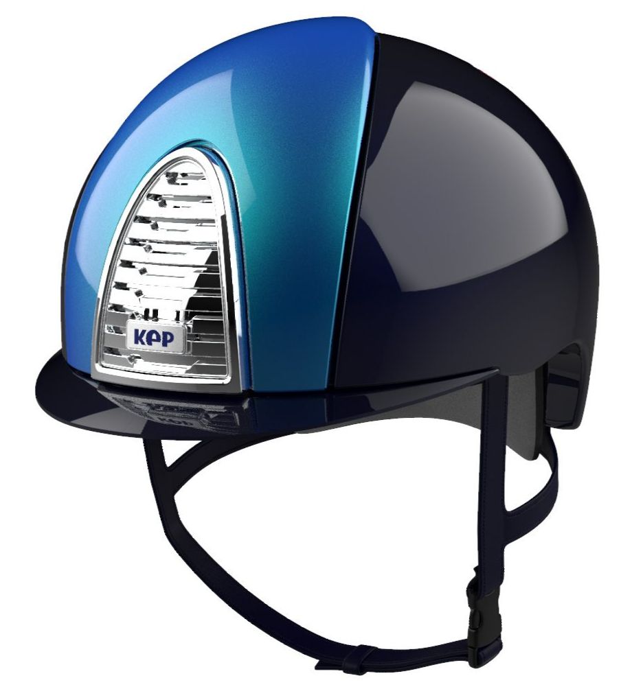 KEP CROMO 2.0 XC POLISH Riding Helmet - Blue/Metal Kingfisher Panels (UK Cu