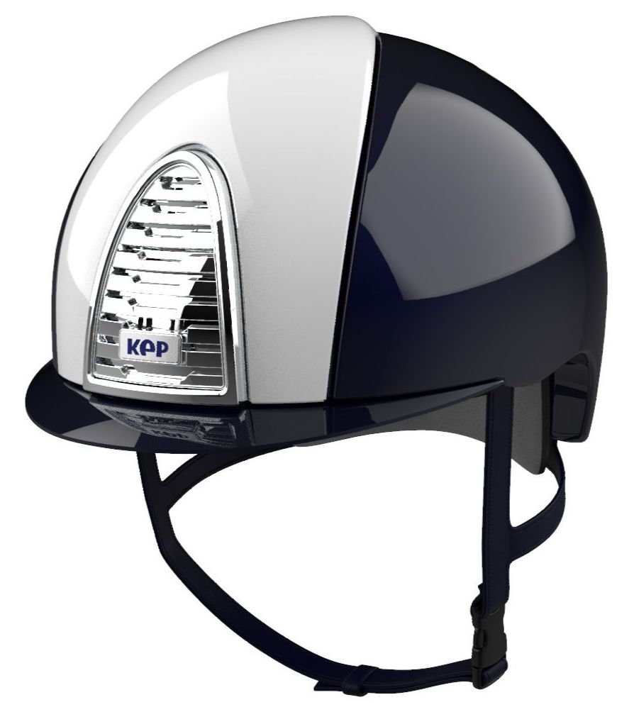 KEP CROMO 2.0 XC POLISH Riding Helmet - Blue/Polish White Panels (UK Custom
