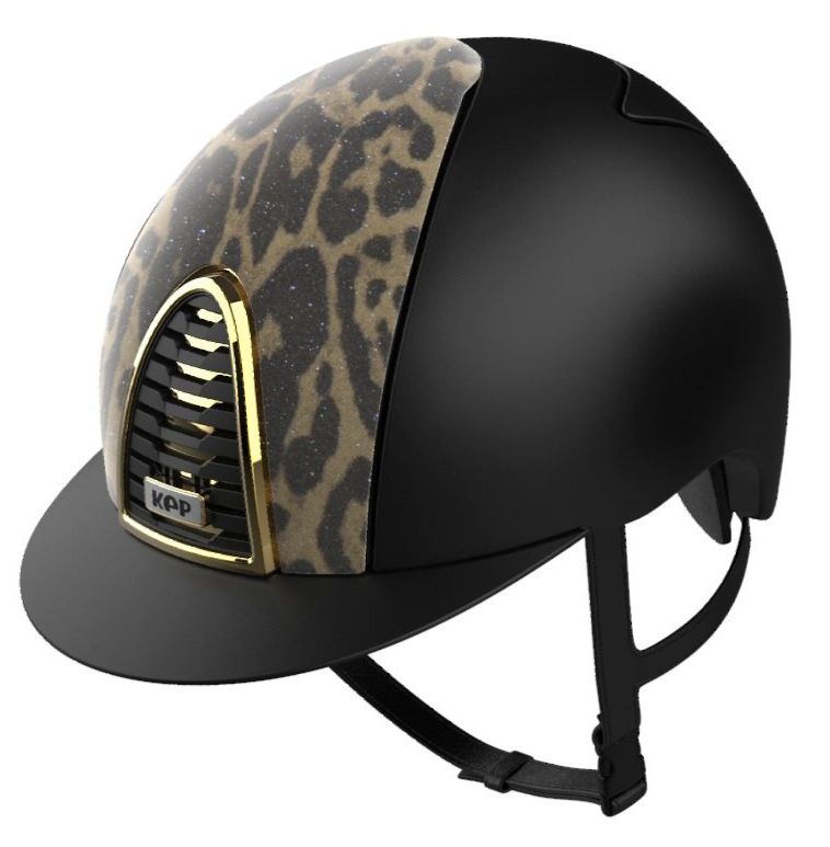 KEP CROMO 2.0 TEXTILE Riding Helmet - Black/Giaguaro Glitter Print Front Pa