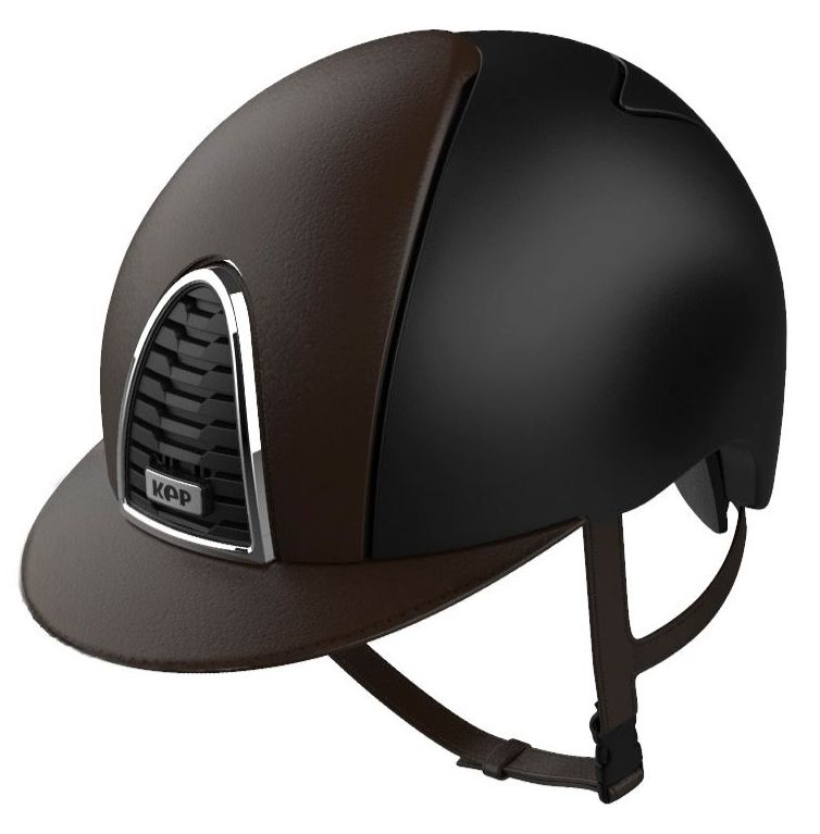 KEP CROMO 2.0 TEXTILE Riding Helmet - Black/Front, Rear & Visor Brown Leath