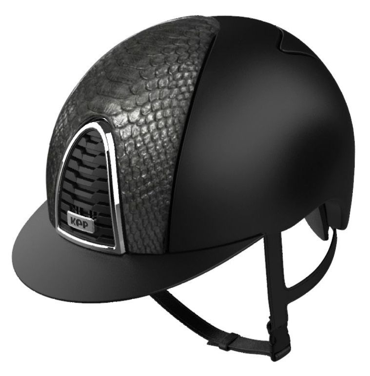 KEP CROMO 2.0 TEXTILE Riding Helmet - Black/Black Python Front Panel (UK Cu