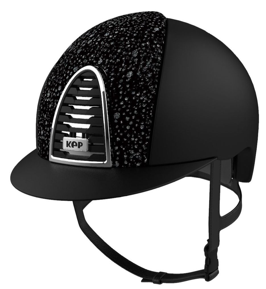 KEP CROMO 2.0 TEXTILE Riding Helmet - Black/Sparkling Black Velvet Front Pa