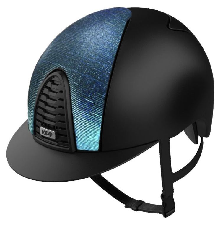 KEP CROMO 2.0 TEXTILE Riding Helmet - Black/Blue Galassia Fabric Front Pane