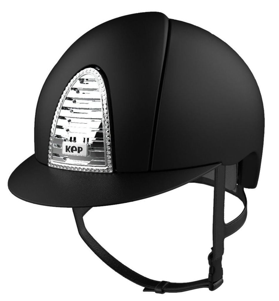 KEP CROMO 2.0 TEXTILE Riding Helmet - Black/Swarovski Frame & Chrome Grill 