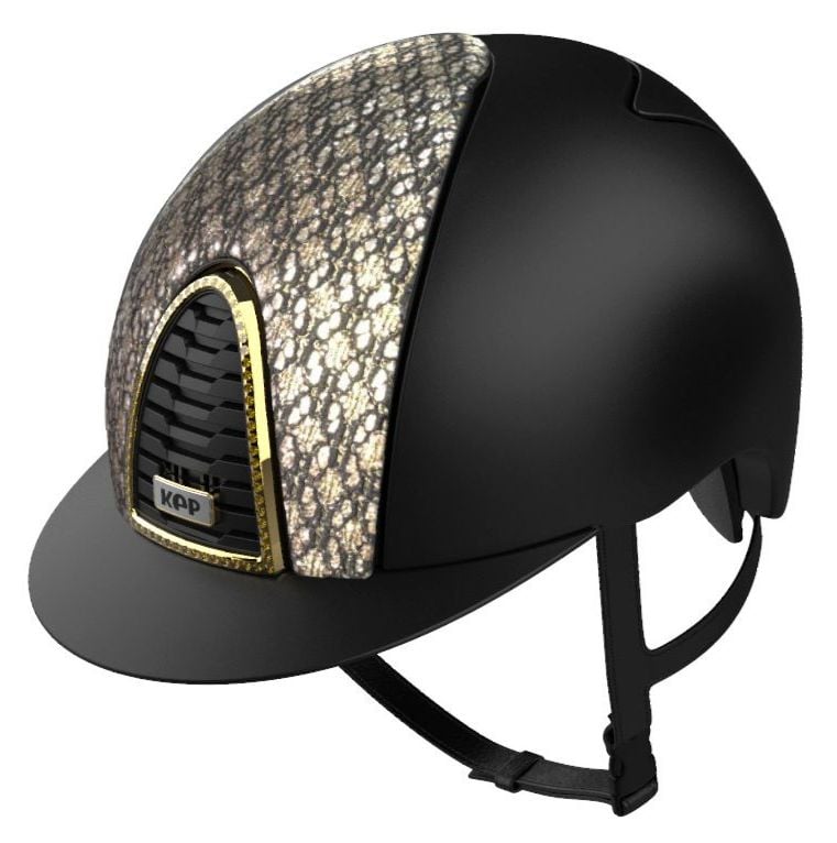 KEP CROMO 2.0 TEXTILE Riding Helmet - Black/Circus Gold Fabric Panels (UK C