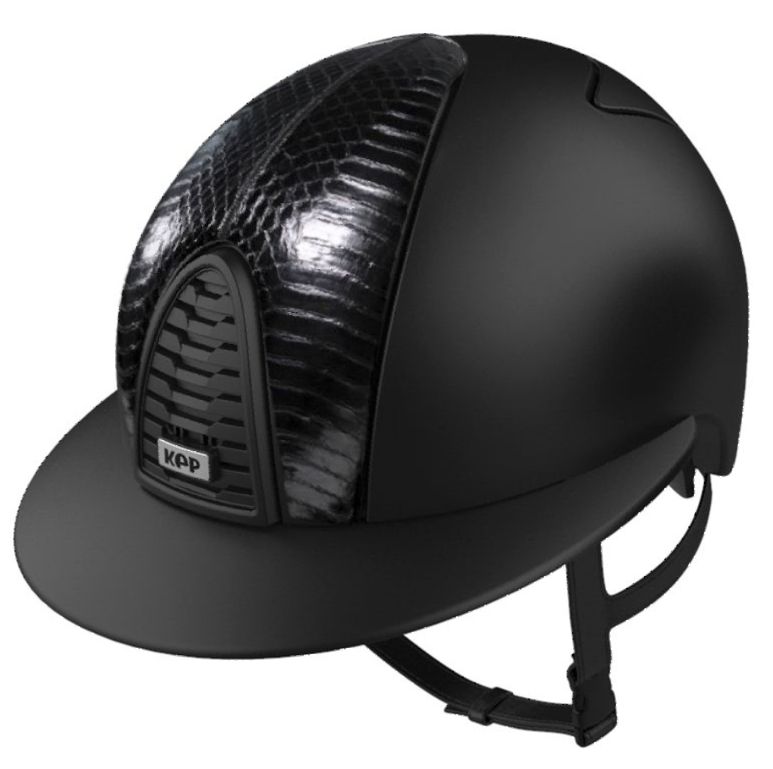 KEP CROMO 2.0 TEXTILE Riding Helmet - Black/Gloss Black Snake Front Panel W