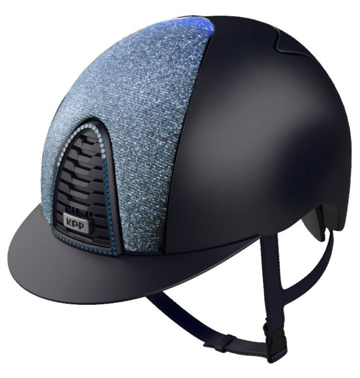 KEP CROMO 2.0 TEXTILE Riding Helmet - Blue/Light Blue Galassia Fabric Front