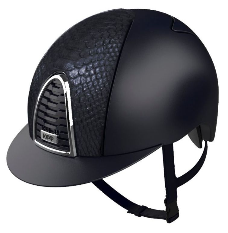 KEP CROMO 2.0 TEXTILE Riding Helmet - Blue/Blue Python Front Panel (UK Cust