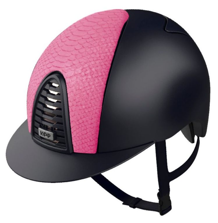 KEP CROMO 2.0 TEXTILE Riding Helmet - Blue/Pink Python Front Panel (UK Cust