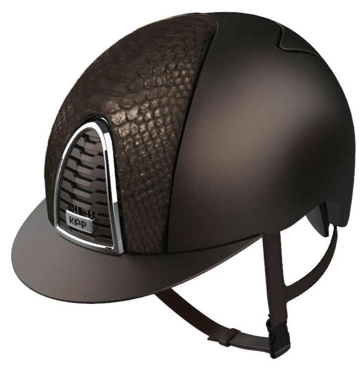 KEP CROMO 2.0 TEXTILE Riding Helmet - Brown/Brown Python Front Panel (UK Cu