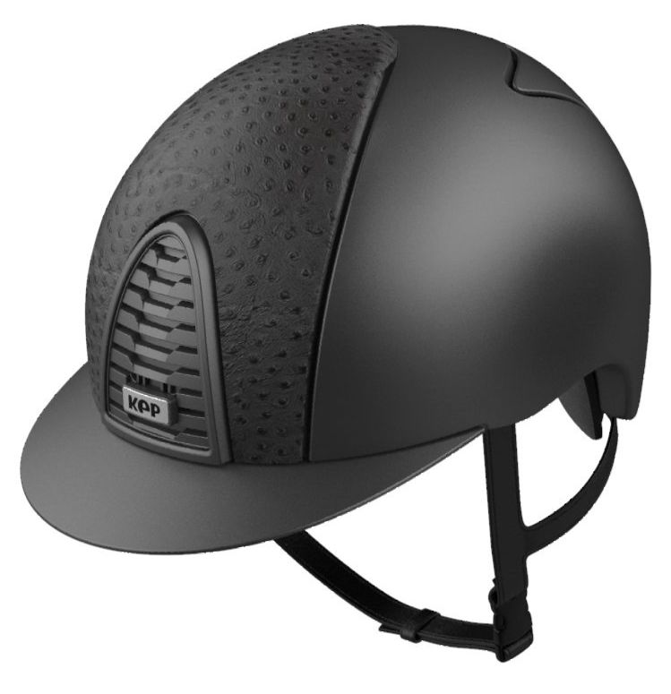 KEP CROMO 2.0 TEXTILE Riding Helmet - Grey/Front Panel Grey Ostrich Leather