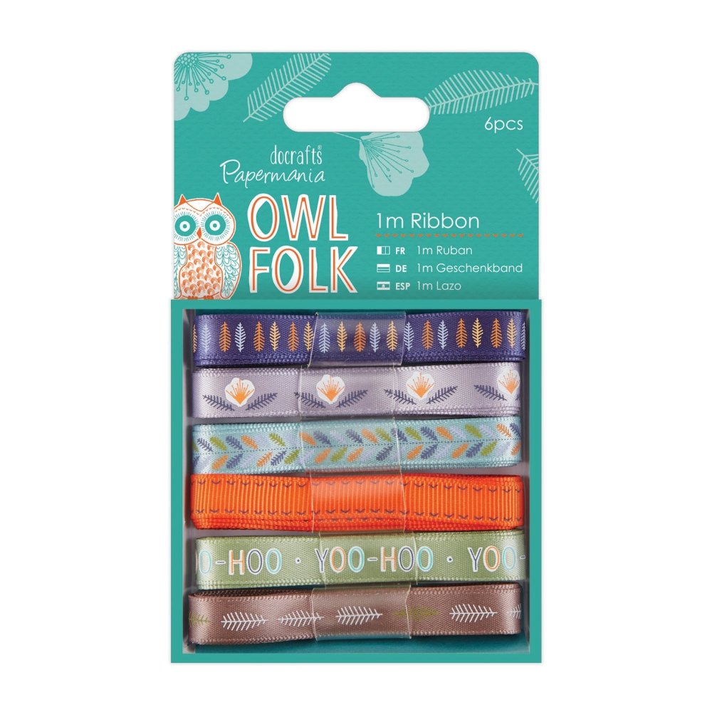 Owl Folk Ribbon - 1m Ribbon 6pcs