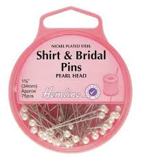 Hemline Nickel Plated Steel Shirt and Bridal Pins Pearl Head