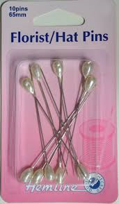 Hemline Florist/Hat Pins 10 pins 65mm