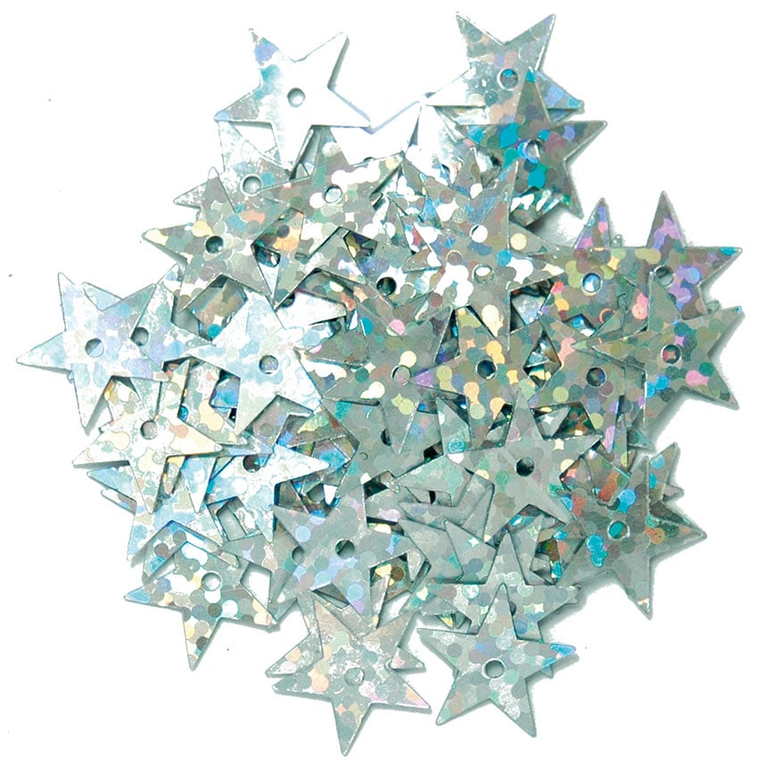 The Craft Factory Hologram Stars 10mm Silver