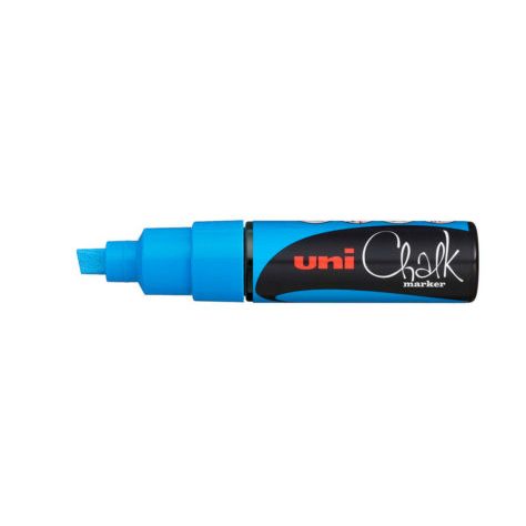 uni Chalk Marker - Nib size: 8mm chisel tip - light blue.