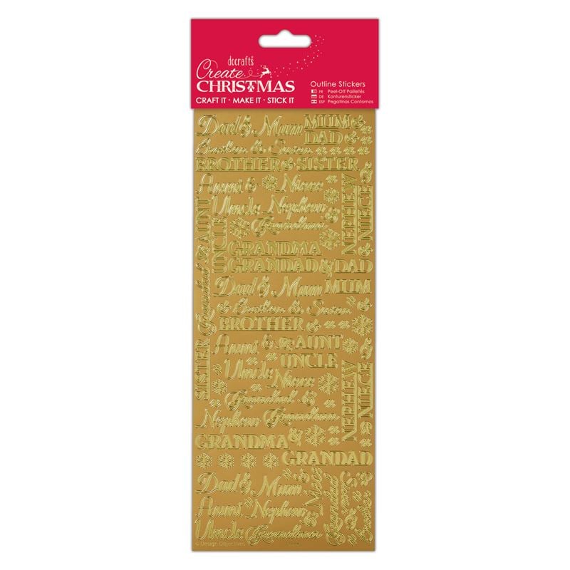Docrafts Outline stickers - Traditional Xmas Relations Gold