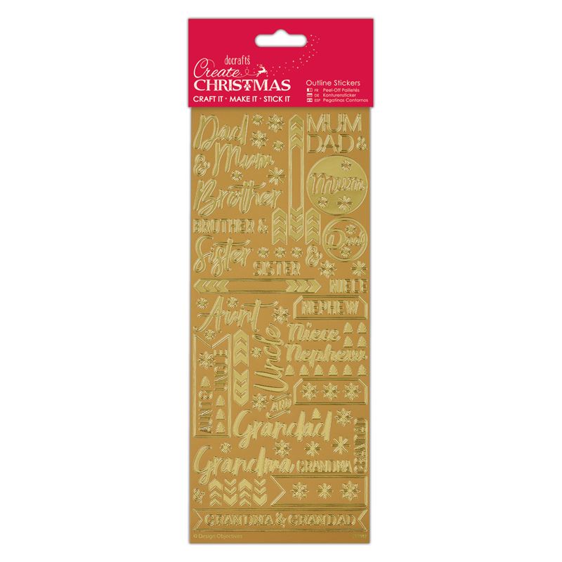 Docrafts outline stickers - Contemporary Xmas Relations Gold