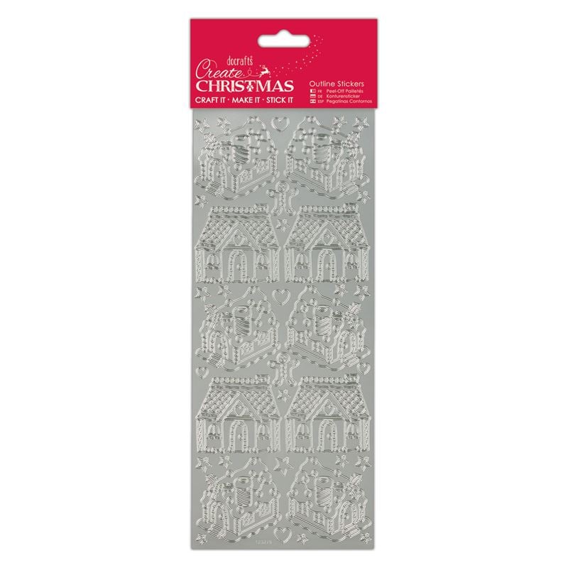 Docrafts outline stickers - Gingerbread House Silver