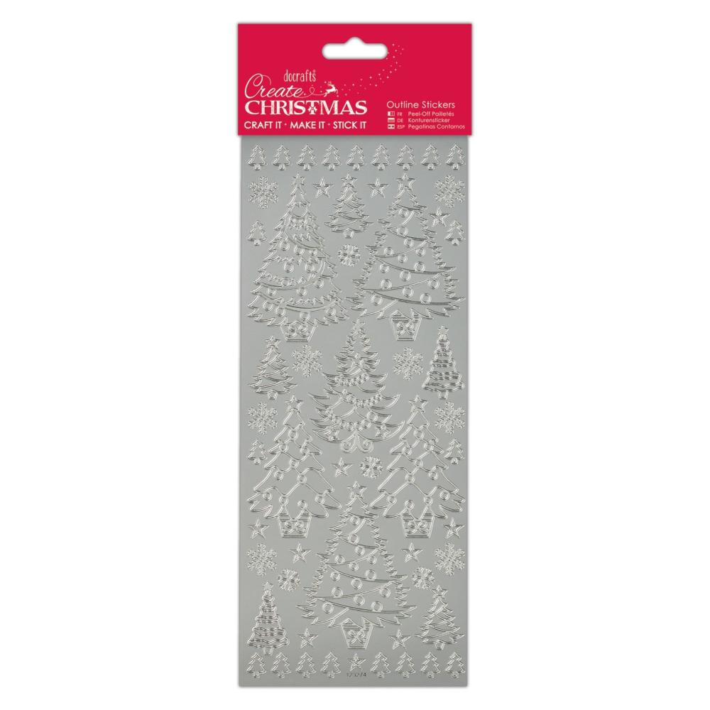 Docrafts outline stickers - Christmas Trees Silver