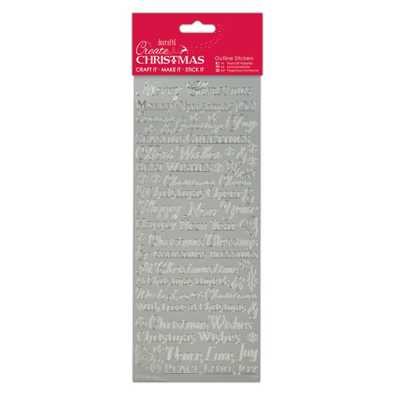 Docrafts outline stickers - Traditional Xmas Sentiments Silver