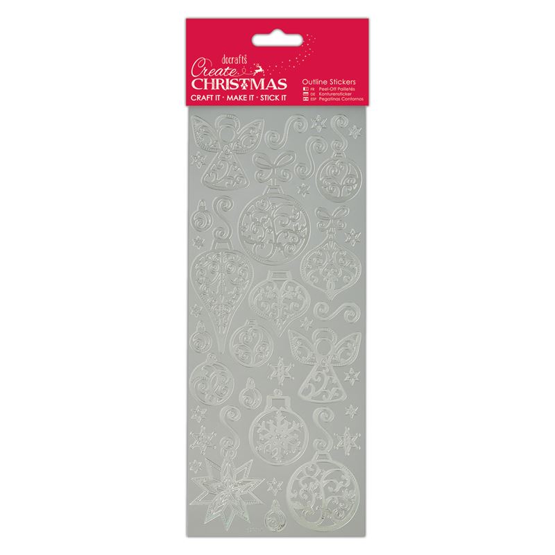 Docrafts outline stickers - Baubles & Angels Silver