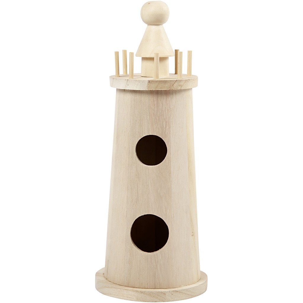 Lighthouse, H: 25 cm, D: 10 cm, empress wood, 1pc