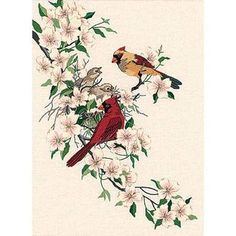 Dimensions Crewel embroidery - Cardinals in Dogwood