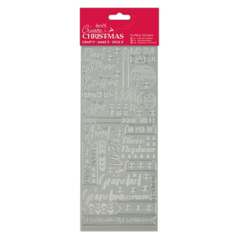 Docrafts outline stickers - Contemporary Xmas Relations Silver