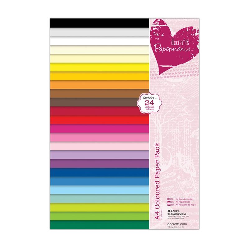 docrafts A4 Coloured Paper Pack (48pk)