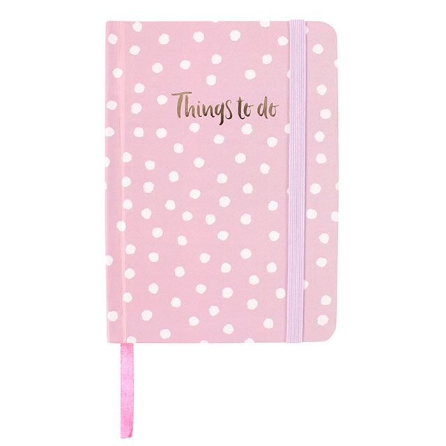 A6 Notebook - Pink with white spots 