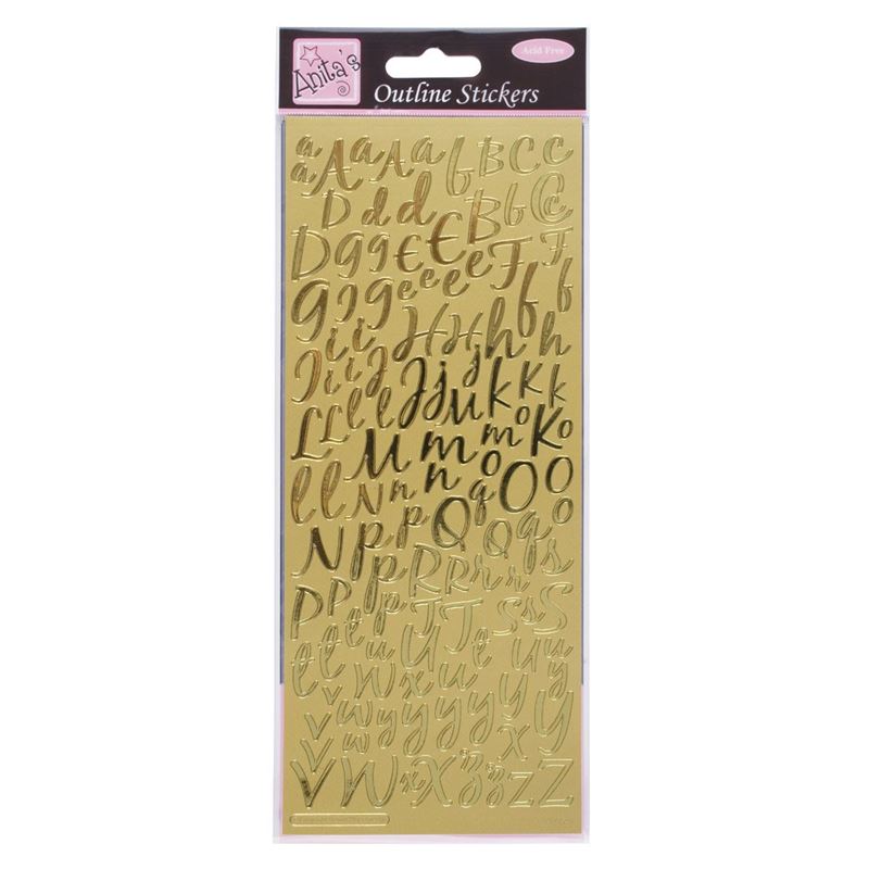 Outline Stickers - Modern Alphabet - Gold