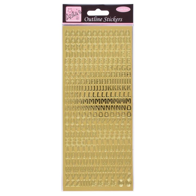 Outline Stickers - Capital Letters - Gold