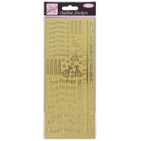 Outline Stickers - Verses - Happy Birthday - Gold