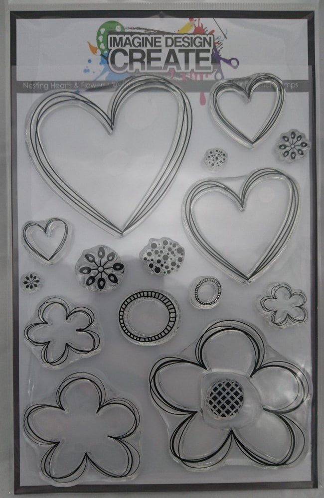 Nesting Hearts & Flowers : IDC0117 - A5 Stamp set